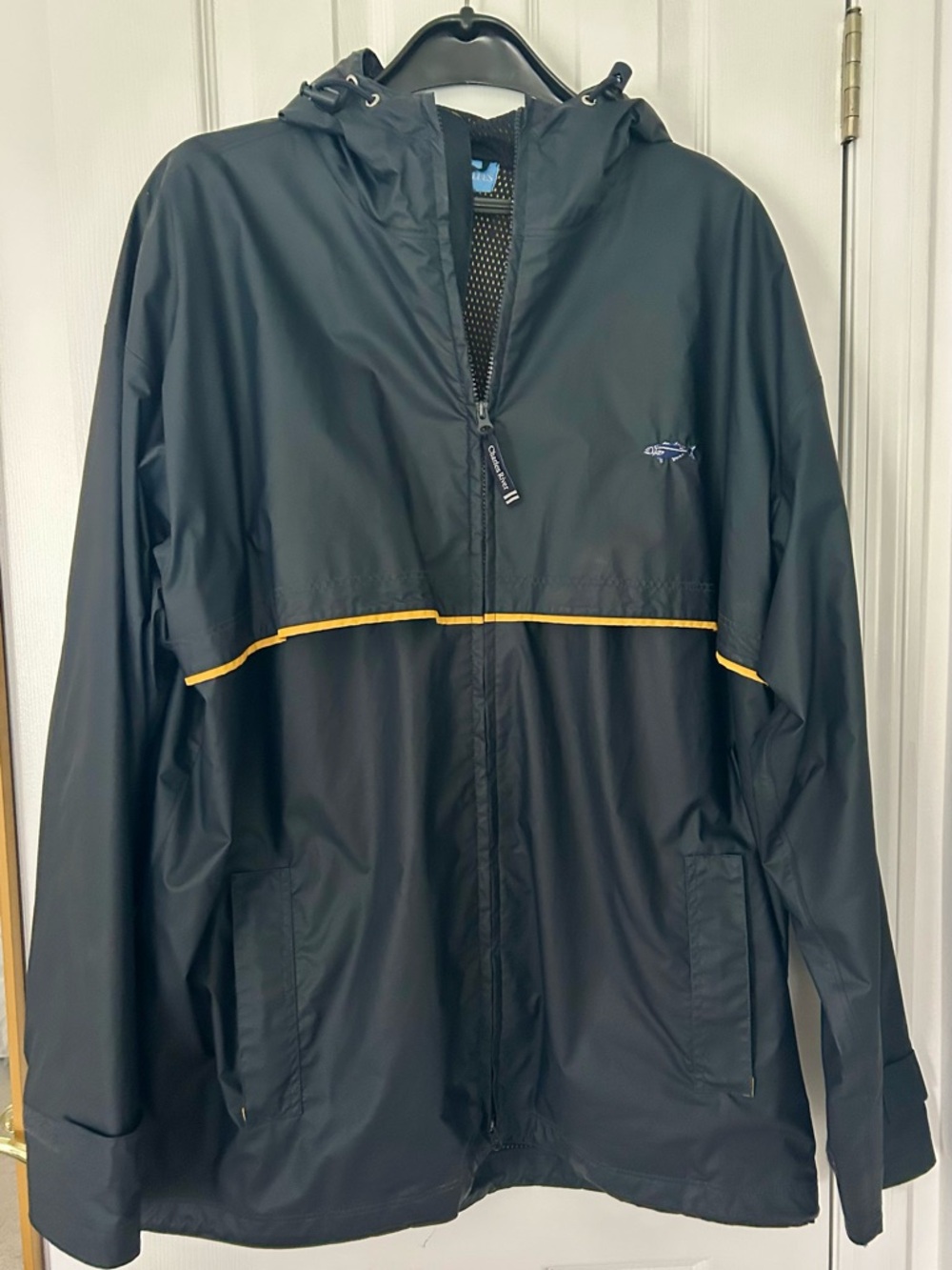 Charles River Menemsha Blues Navy Blue Rain Jacket with Yellow Trim 🐟